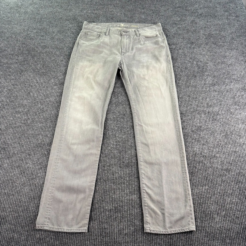 7 For All Mankind Slimmy Jeans Men 34x33 Gray Slim Straight Denim Casual Pants